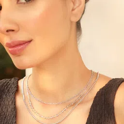Rubans Voguish Silver-Plated Beaded Triple Layered Necklace-picture-22