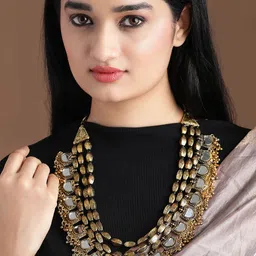 Rubans Silver & Gold-Toned Oxidised Alloy Handcrafted Necklace-picture-53