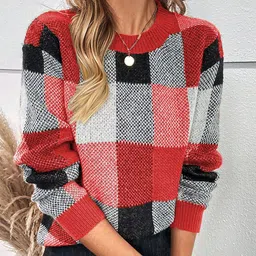 LULU & SKY Women Checked Pullover Sweater image 4