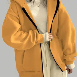 Mast & Harbour Women Oversized Hooded Zipper Sweatshirt-picture-37