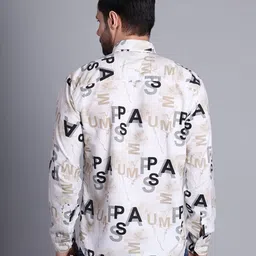 RARE CAMEL Men Slim Fit Typography Printed Spread Collar Casual Shirt image 3