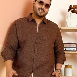 Instafab Plus Comfort Checked Spread Collar Pure Cotton Casual Shirt-picture-17