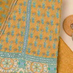 Koskii Ethnic Motifs Printed Sequinned Unstitched Dress Material image 2