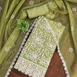 Maroosh Floral Embroidered Thread Work Twill Silk Unstitched Dress Material-image-71