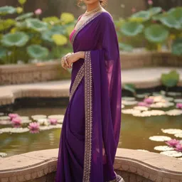 Anouk Embellished Zari Pure Georgette Designer Saree image 5