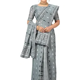 Desi Fusion Woven Design Embroidered Pure Cotton Handloom Saree image 2