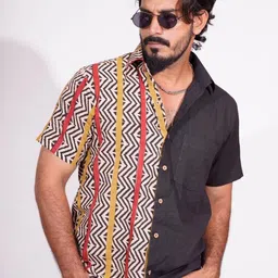 One House Men Custom Tailored Fit Colourblocked Casual Shirt image 4