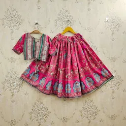 JOVK DESIGN Girls Printed Ready to Wear Lehenga & Blouse image 4
