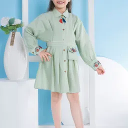Peppermint Puff Sleeve Shirt Dress-picture-22