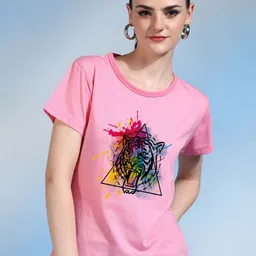 Moda Rapido Women Printed Bio Finish Applique T-shirt-image-73