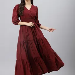 Raiyani Enterprise V-Neck Fit & Flare Maxi Dress-image-61