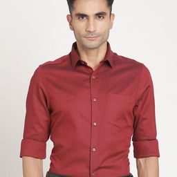 Turtle Men Standard Spread Collar Textured Cotton Formal Shirt-image-44