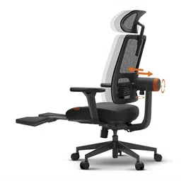 DROGO Black Ergonomic Study Arm Chair With Footrest image 1