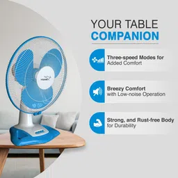 v-guard Esfera TF (White Blue) 400 3 Blade Table Fan image 2