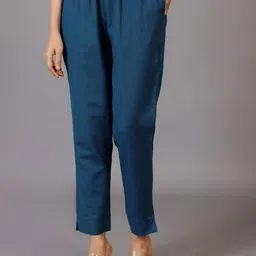 Libas Women Mid Rise Straight Fit Cotton Regular Trousers-image-14