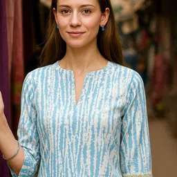 JANOI Women Printed Regular Kurta with Trousers image 3