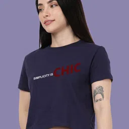 Esplendido Women Typography Printed Round Neck Pure Cotton Slim Fit T-shirt image 3