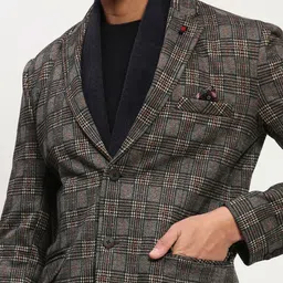 showoffff Men Checkered Single Breasted Casual Blazer image 5