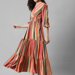 Femvy Striped Fit And Flared Maxi Dress-picture-24