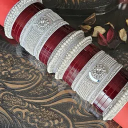 Mehpriye Women Brown Silver-Plated Handcrafted Bangle with Artificial Stones and Beads-picture-15