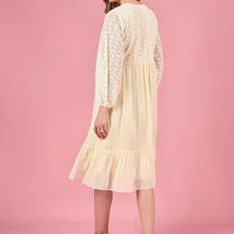 all about you Floral Embroidered Puff Sleeve Georgette Fit & Flare Midi Dress image 3