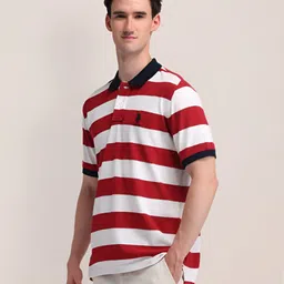 U.S. Polo Assn. Men Striped Polo Collar Cotton Slim Fit T-shirt image 5