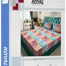 Klotthe Multicolor Printed 400TC Pure Cotton Double King Bedsheet with 2 Pillow Covers image 5