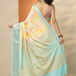 Libas Floral Zari Silk Blend Handloom Saree image 4