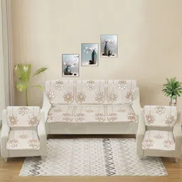 MORADO Off White & Brown Printed Other Sofa Cover image 2