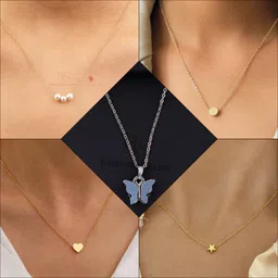 combo pendant for girls Gold-plated, Silver, Rhodium Pearl, Crystal Brass, Silver, Alloy Pendant-image-1