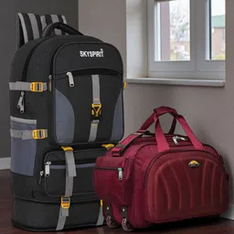 sky spirit Smart Travel Companion Combo | Rucksack & Duffle with Wheels Rucksack - 70 L-picture-23