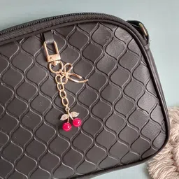 JMS HUB Keychain Cherry Bow Bag Charms Purse: Key Chains Phone Charm image 4