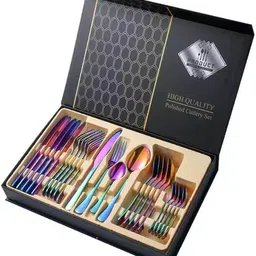 flyest Rainbow Shine 24-Piece Premium Cutlery Set Stainless Steel Cutlery Set-picture-41