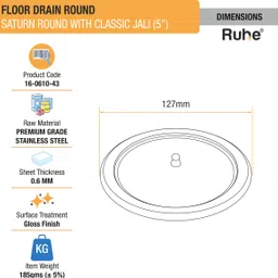 ruhe Floor Stainless Steel Push Down Strainer image 2