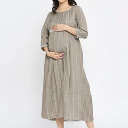 DUMMY SHAPE Self Design A-Line Midi Maternity Dress image 3
