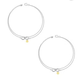 GIVA 925 Sterling Silver Rhodium-Plated Forever Heart Anklets image 4