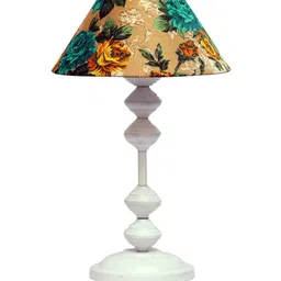 foziq White & Blue Printed Table Lamp image 5