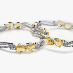 justpeachy Set Of 2 Silver-Plated AD Studded Bangles image 4