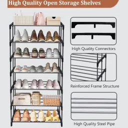 urban choice Opal 7-Tier Shoe Rack In Black Colour image 4