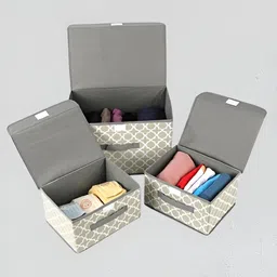 HOUSE OF QUIRK Grey & White 3 Pieces Abstract Printed Regular Multi-Utility Organisers image 3