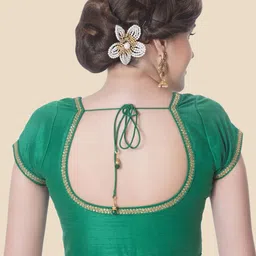 neckbook Women Green Solid Princess Cut Readymade Saree Blouse image 5