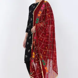 xpant Chiffon Embroidered Maroon Women Dupatta-picture-20