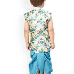 Jeetethnics Boys Blue & Off-White Printed Kurta with Dhoti Pants image 4