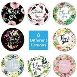 posh store 2.5 cm Thank You Stickers for Kids, Cute DIY Stickers ( 500 Pcs ) Self Adhesive Sticker image 4