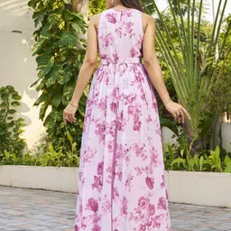 odd by chansi trendz Floral Print Georgette Stitched Flared/A-line Gown image 2