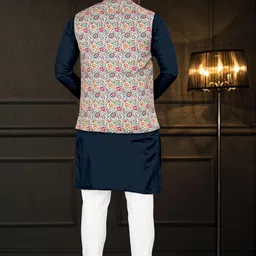 metro traders Men Cotton Blend Kurta Pyjama Ethnic Jacket Set image 2