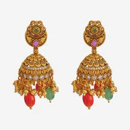 Kushal's Fashion Jewellery Gold-Plated Ruby & Beaded Antique Jewellery Set image 2