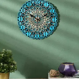 tangy oak Mdf And Acrylic Analog Mandala Traditional Wall Clock-picture-12