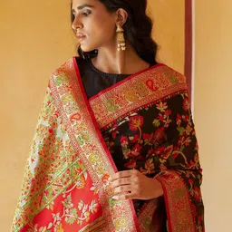 Janasya Women Chanderi Silk Pashmina Saree With Unstitched Blouse Piece image 2