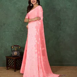 all about you Ethnic Motifs Mirror Work Pure Georgette Saree image 2